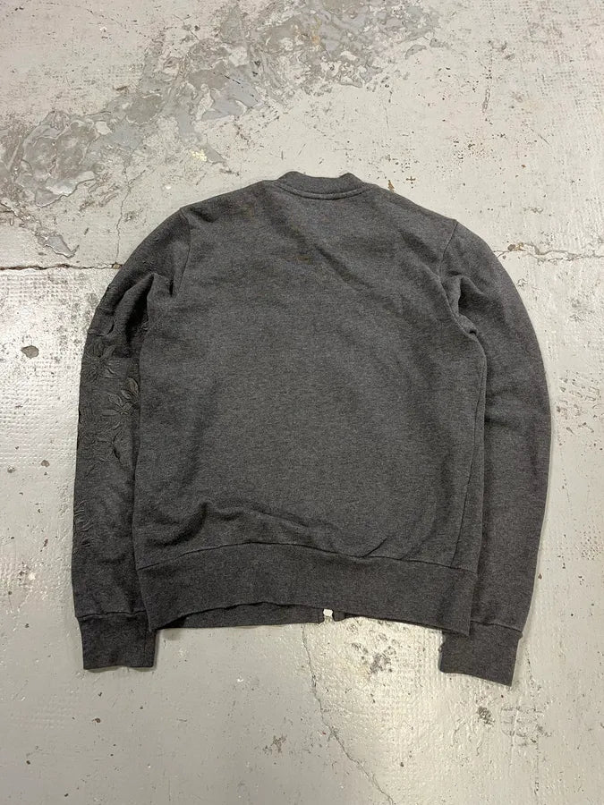 Dries Van Noten Floral Embroidered Grey Zip-Up Sweater ylIform 6