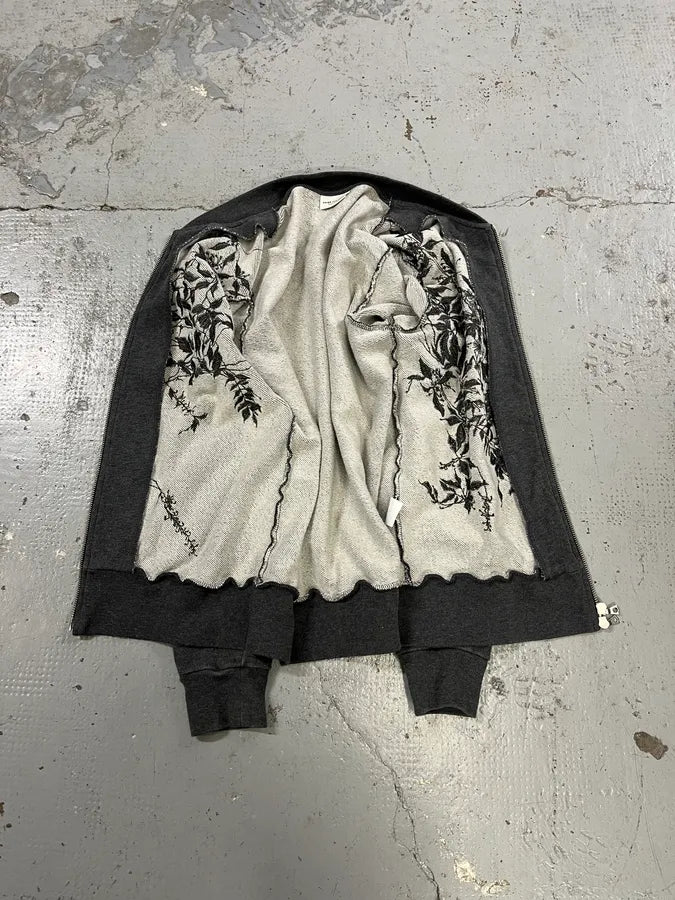 Dries Van Noten Floral Embroidered Grey Zip-Up Sweater ylIform 7