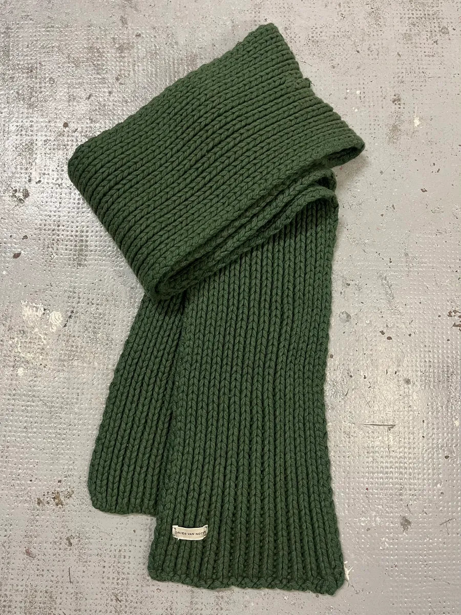 Dries Van Noten Forest Green Waffled Wool Premium Scarf QVwaPBQ 2