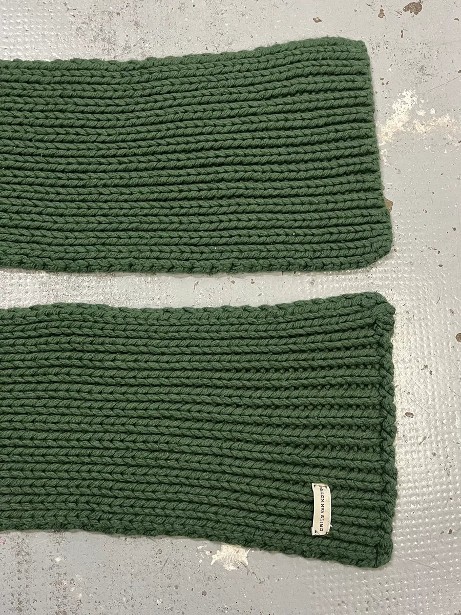 Dries Van Noten Forest Green Waffled Wool Premium Scarf QVwaPBQ 5