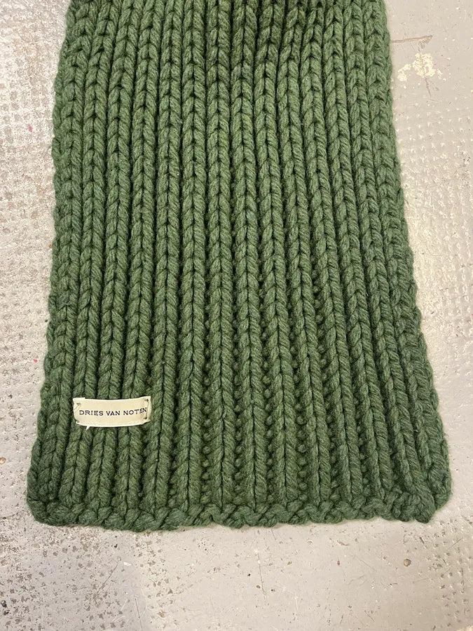 Dries Van Noten Forest Green Waffled Wool Premium Scarf QVwaPBQ 4