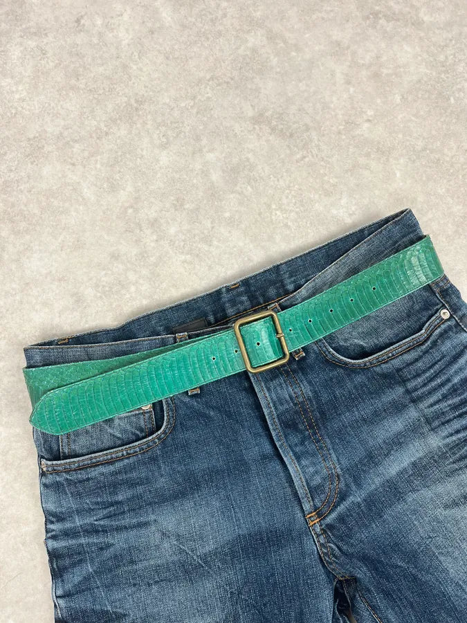 Dries Van Noten Green Python Leather Belt sutiwwz 1