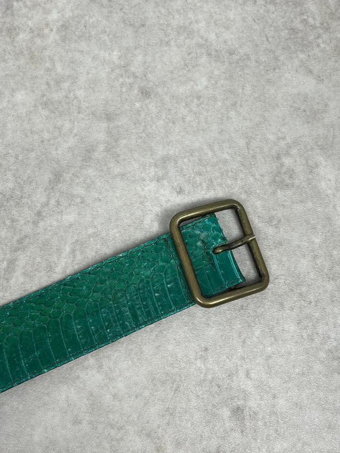 Dries Van Noten Green Python Leather Belt sutiwwz 4