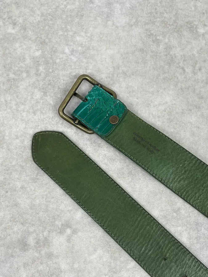 Dries Van Noten Green Python Leather Belt sutiwwz 3