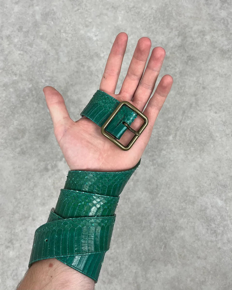 Dries Van Noten Green Python Leather Belt sutiwwz 0