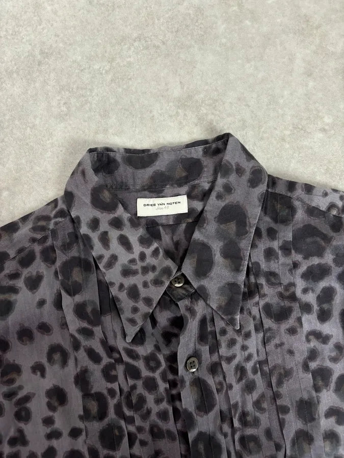 Dries Van Noten Grey & Black Leopard Print Shirt qxeORTu 3