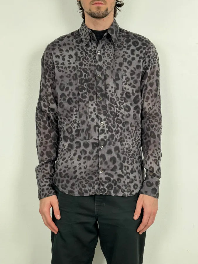 Dries Van Noten Grey & Black Leopard Print Shirt qxeORTu 1