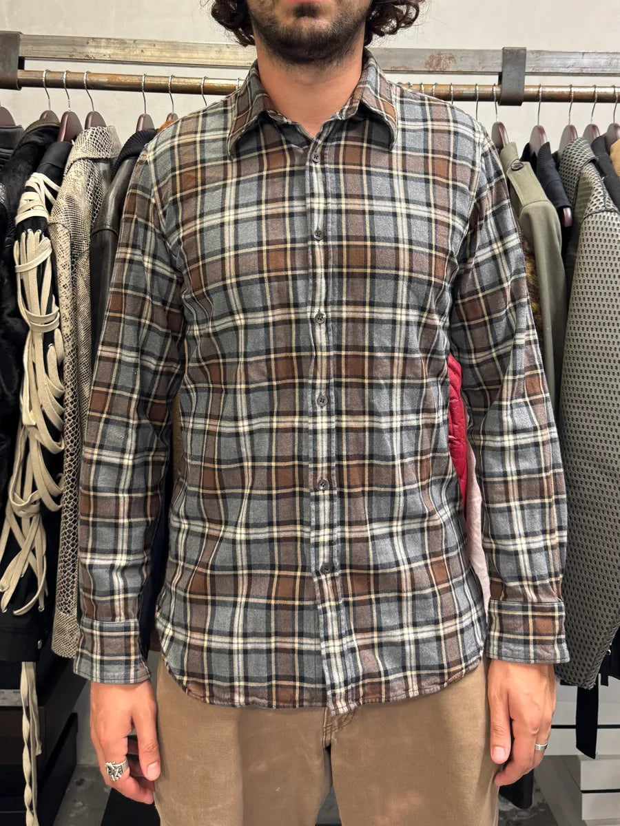 Dries Van Noten Grey & Brown Checked Shirt yTtGhGp 1