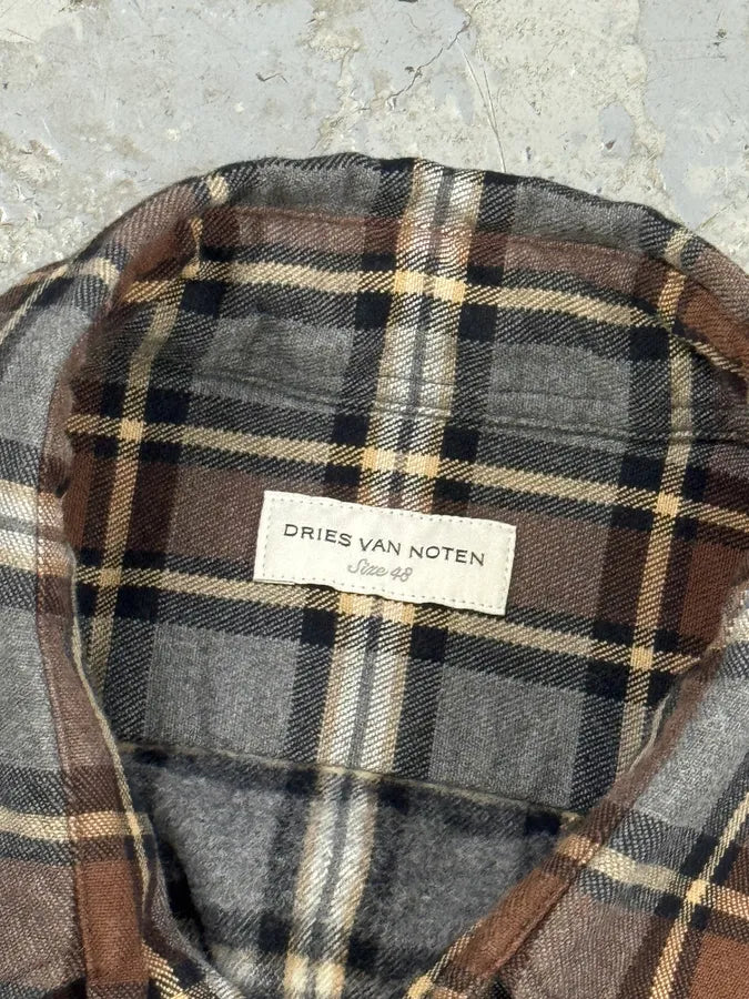 Dries Van Noten Grey & Brown Checked Shirt yTtGhGp 5