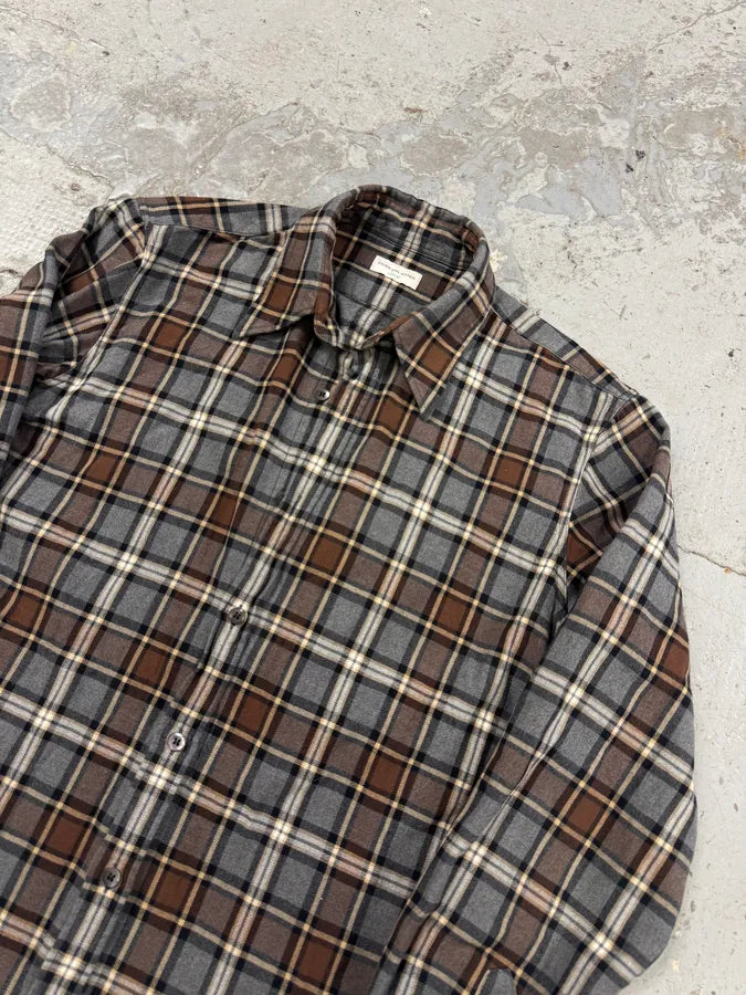 Dries Van Noten Grey & Brown Checked Shirt yTtGhGp 6