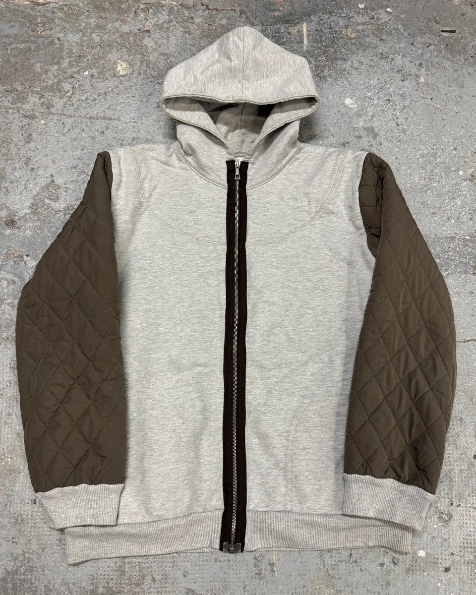 Dries Van Noten Grey Hybrid Puffer Sleeves Zip-up Sweater Jacket (L) 0