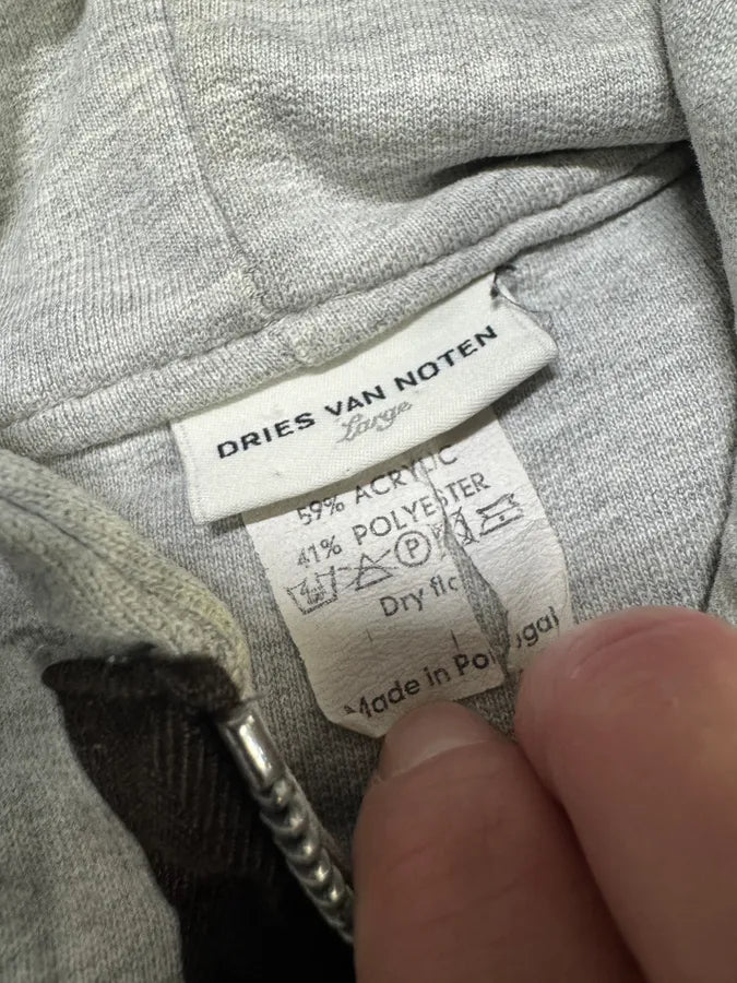 Dries Van Noten Grey Hybrid Puffer Sleeves Zip-up Sweater Jacket (L) 10