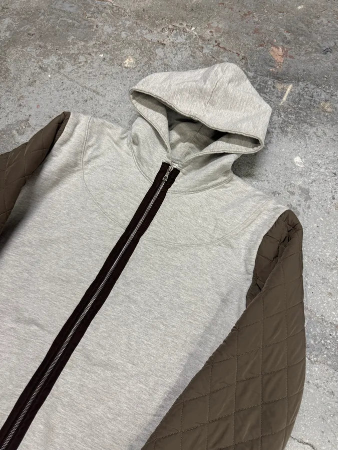 Dries Van Noten Grey Hybrid Puffer Sleeves Zip-up Sweater Jacket (L) 2