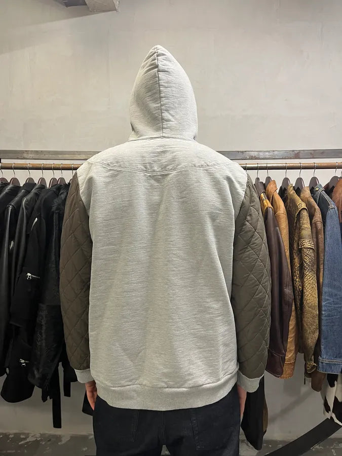 Dries Van Noten Grey Hybrid Puffer Sleeves Zip-up Sweater Jacket (L) 3