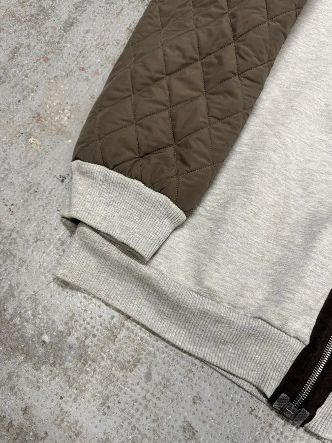 Dries Van Noten Grey Hybrid Puffer Sleeves Zip-up Sweater Jacket (L) 4