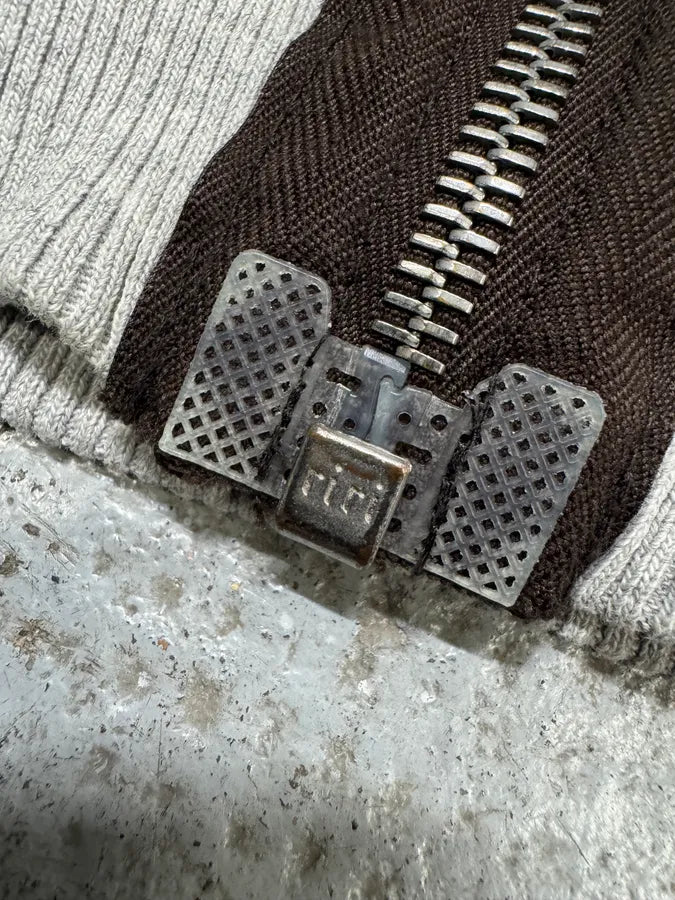 Dries Van Noten Grey Hybrid Puffer Sleeves Zip-up Sweater Jacket (L) 9