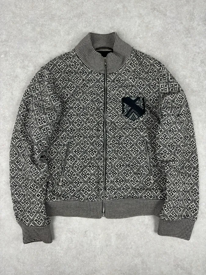Dries Van Noten Grey Wool Jacquard Zip-up Jacket fSHwJWa 0