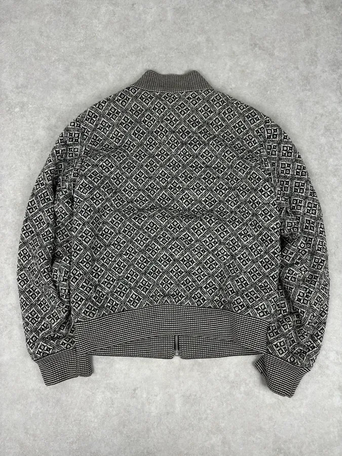 Dries Van Noten Grey Wool Jacquard Zip-up Jacket fSHwJWa 4