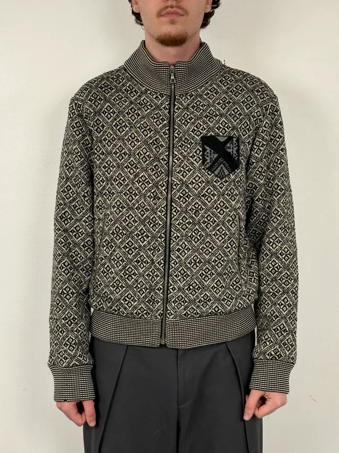 Dries Van Noten Grey Wool Jacquard Zip-up Jacket fSHwJWa 1