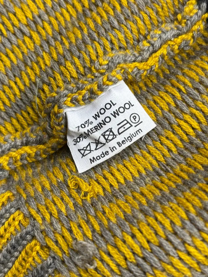 Dries Van Noten Grey Wool Yellow Striped Cardigan TVTUkeh 9