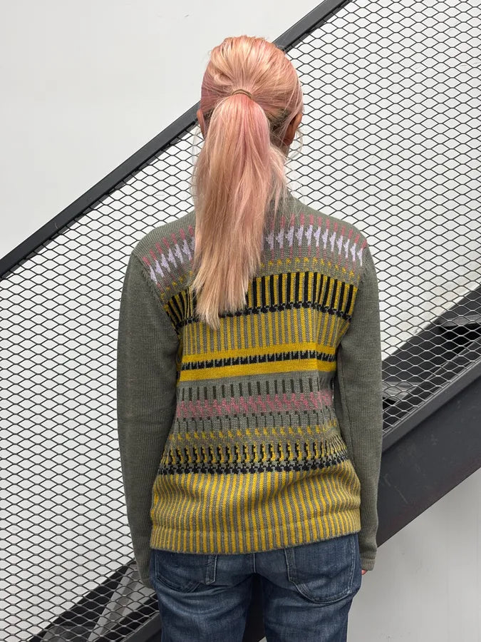 Dries Van Noten Grey Wool Yellow Striped Cardigan TVTUkeh 2