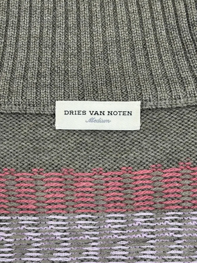 Dries Van Noten Grey Wool Yellow Striped Cardigan TVTUkeh 8