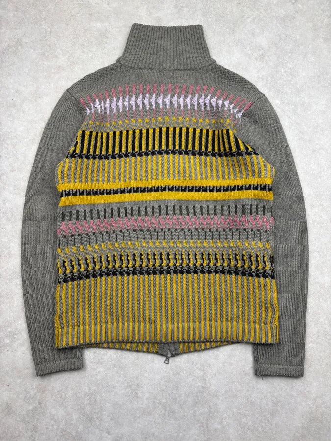 Dries Van Noten Grey Wool Yellow Striped Cardigan TVTUkeh 4