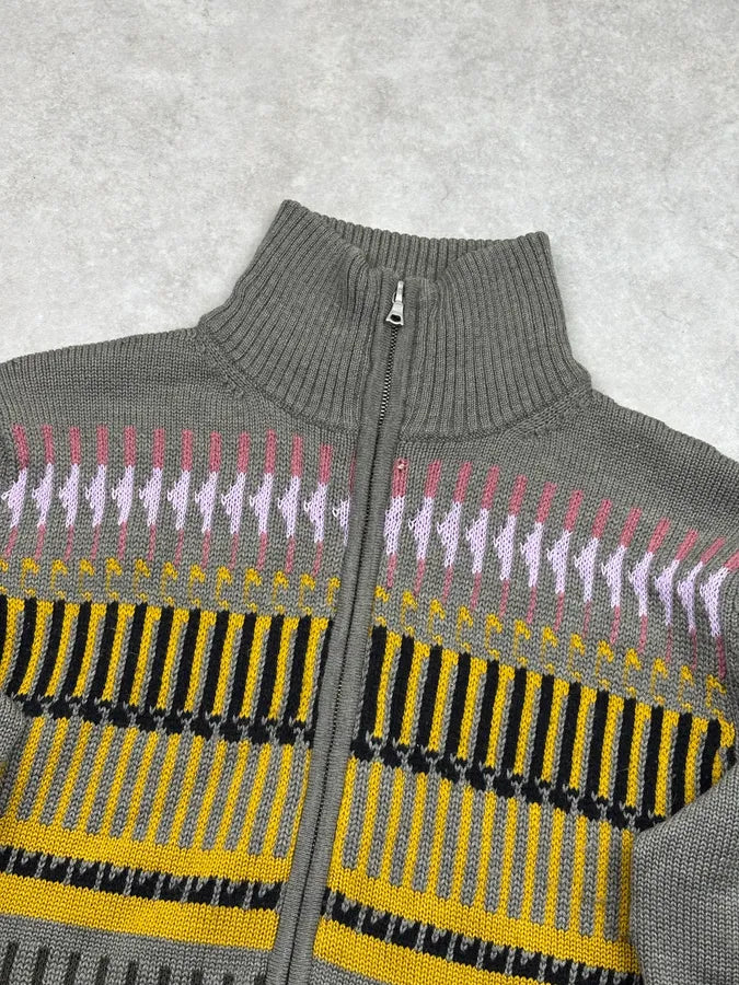 Dries Van Noten Grey Wool Yellow Striped Cardigan TVTUkeh 3