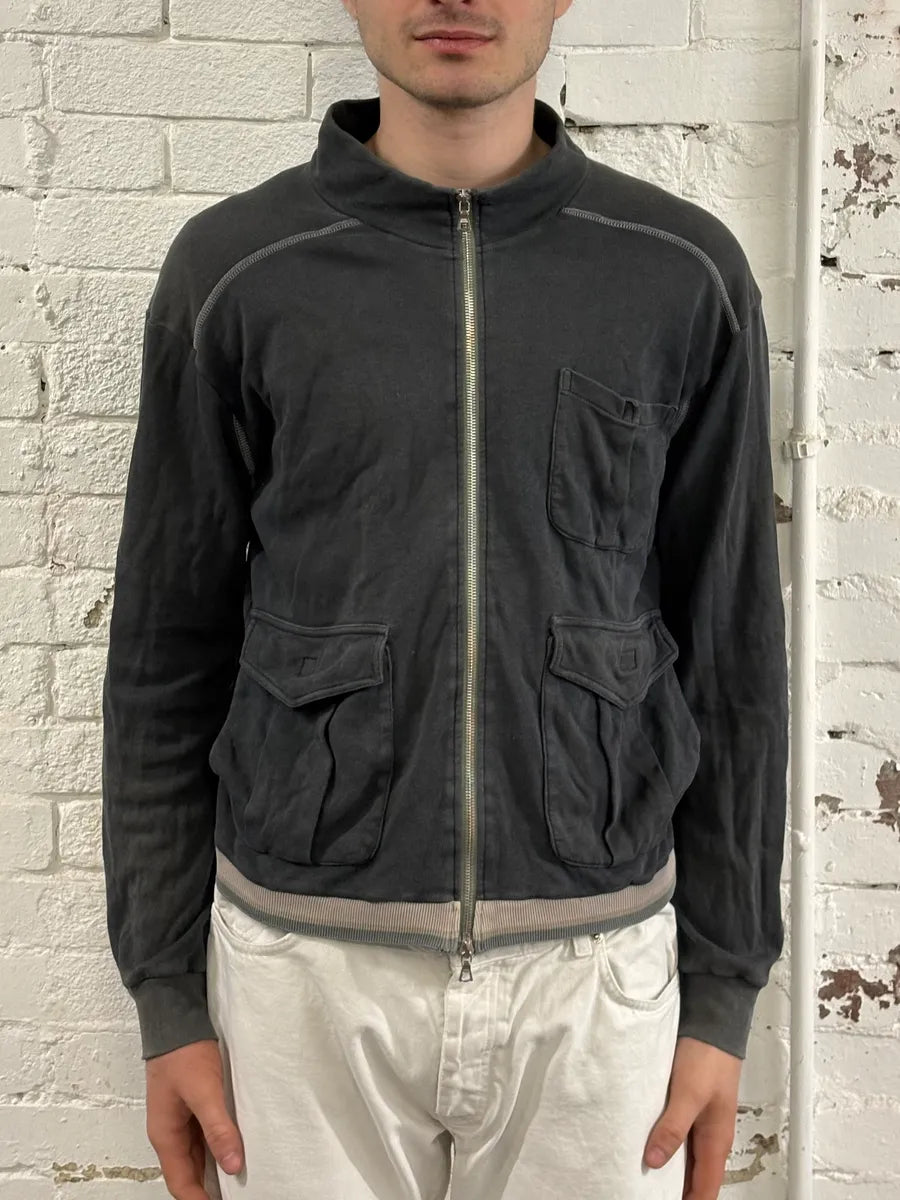 Dries van Noten Grey Zip Cargo Track Sweater  QCppAXR 1
