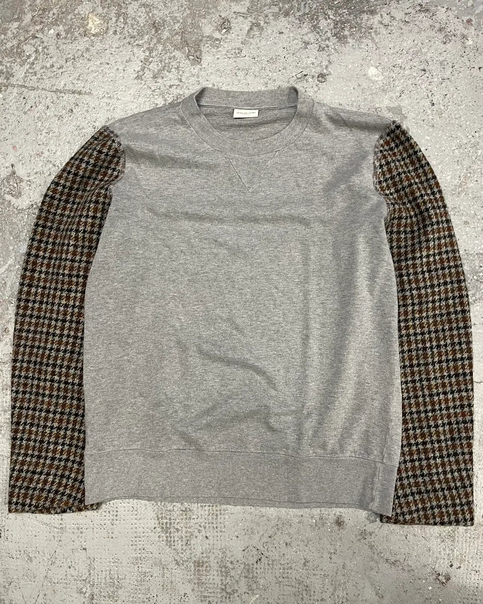 Dries Van Noten Hybrid Grey Checkered Arm Grey Sweater (S/M) KbieiMo 0