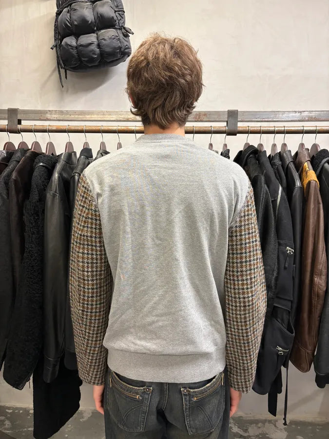 Dries Van Noten Hybrid Grey Checkered Arm Grey Sweater (S/M) KbieiMo 2