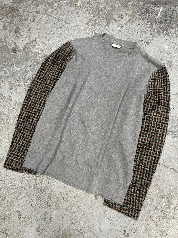 Dries Van Noten Hybrid Grey Checkered Arm Grey Sweater (S/M) KbieiMo 3