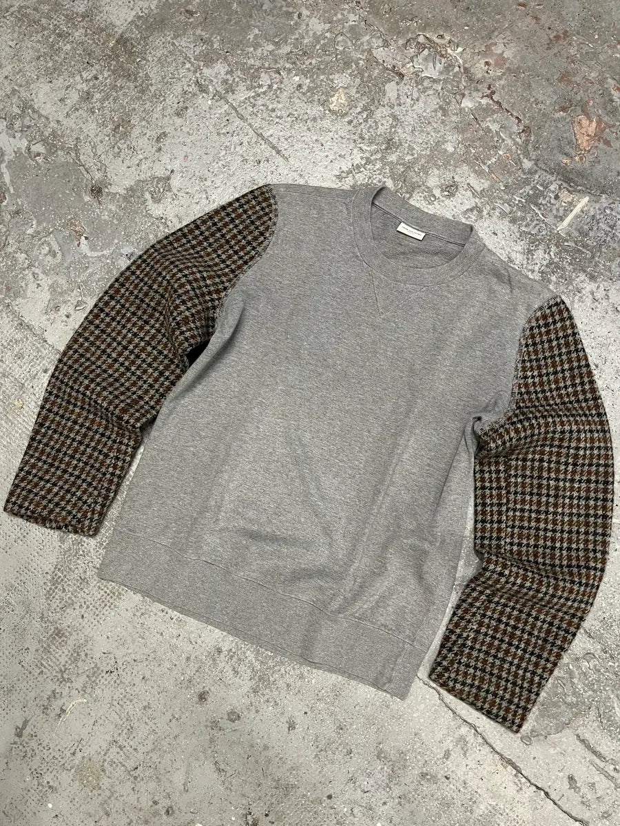 Dries Van Noten Hybrid Grey Checkered Arm Grey Sweater (S/M) KbieiMo 4