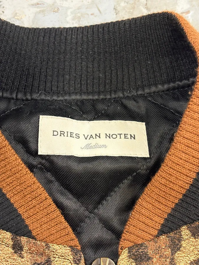 Dries Van Noten Hybrid Leopard Camel Bomber Jacket ysbZvsF 8