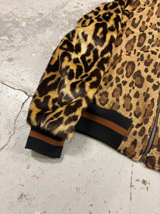 Dries Van Noten Hybrid Leopard Camel Bomber Jacket ysbZvsF 7