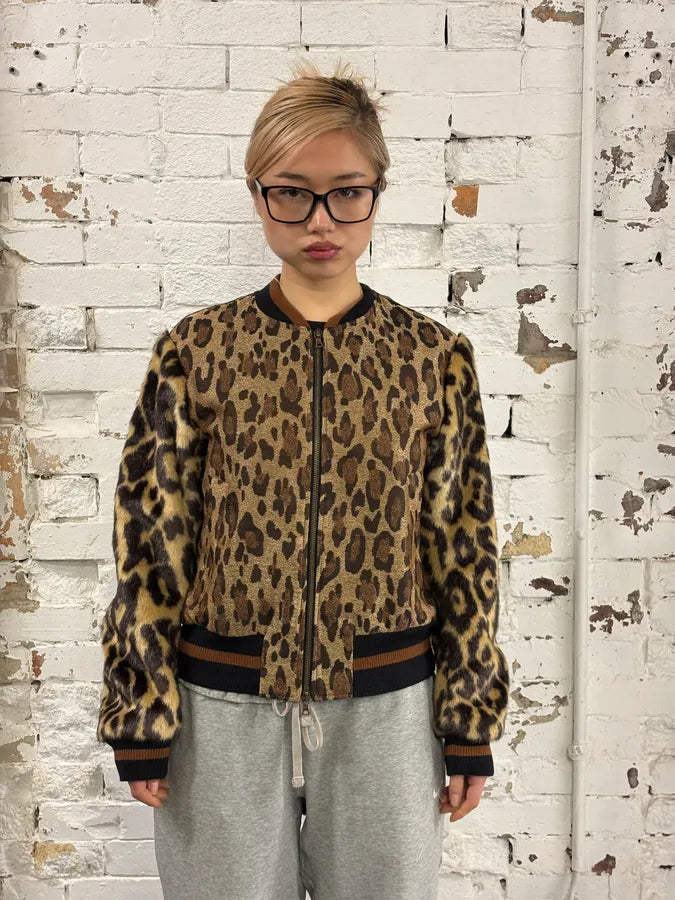 Dries Van Noten Hybrid Leopard Camel Bomber Jacket ysbZvsF 1