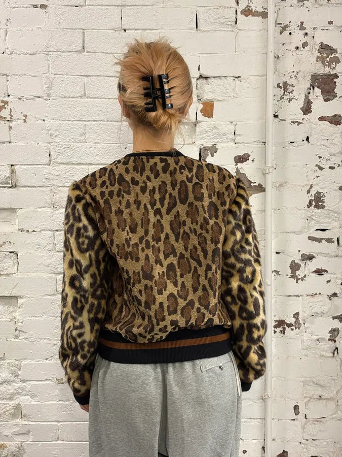 Dries Van Noten Hybrid Leopard Camel Bomber Jacket ysbZvsF 2