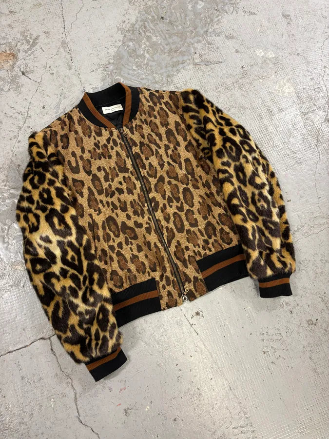 Dries Van Noten Hybrid Leopard Camel Bomber Jacket ysbZvsF 3
