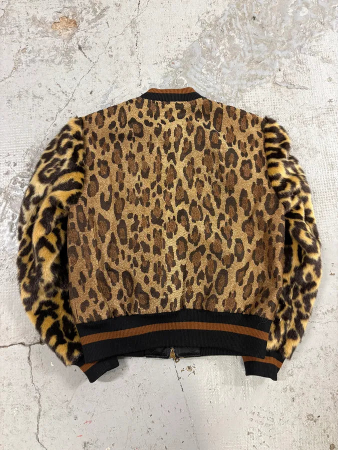 Dries Van Noten Hybrid Leopard Camel Bomber Jacket ysbZvsF 5