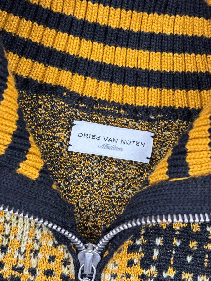 Dries Van Noten Black & Yellow Sun Galaxy Zip-up Sweater sAfDUfk 8