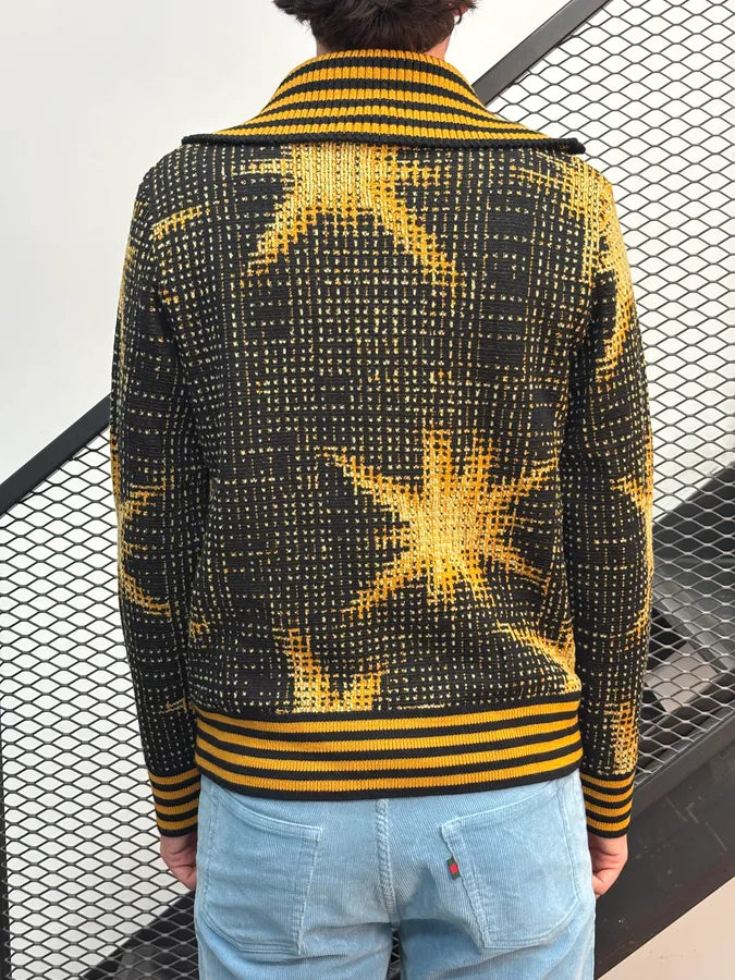 Dries Van Noten Black & Yellow Sun Galaxy Zip-up Sweater sAfDUfk 1