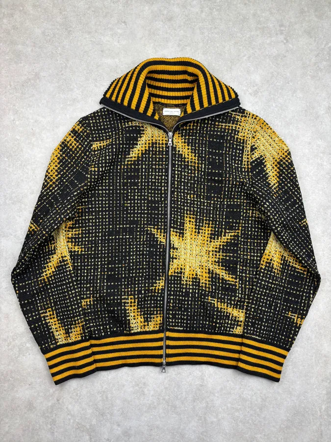 Dries Van Noten Black & Yellow Sun Galaxy Zip-up Sweater sAfDUfk 2