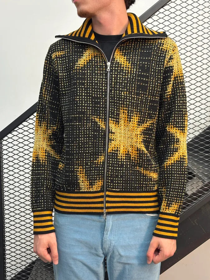 Dries Van Noten Black & Yellow Sun Galaxy Zip-up Sweater sAfDUfk 0