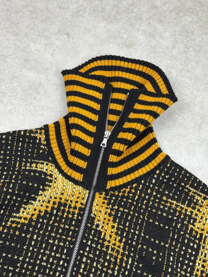 Dries Van Noten Black & Yellow Sun Galaxy Zip-up Sweater sAfDUfk 6