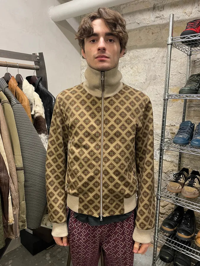 Dries Van Noten Jacquard Beige Zip-up Sweater (M) 2