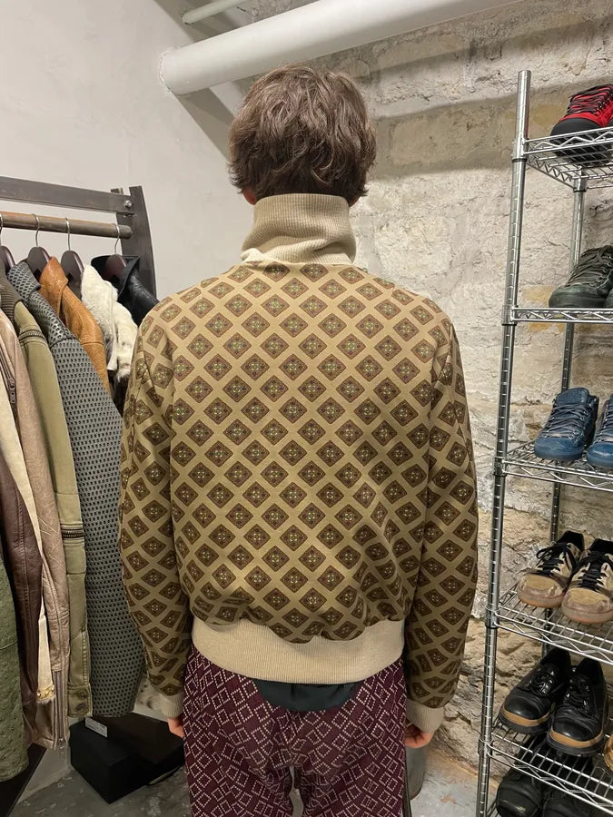 Dries Van Noten Jacquard Beige Zip-up Sweater (M) 3
