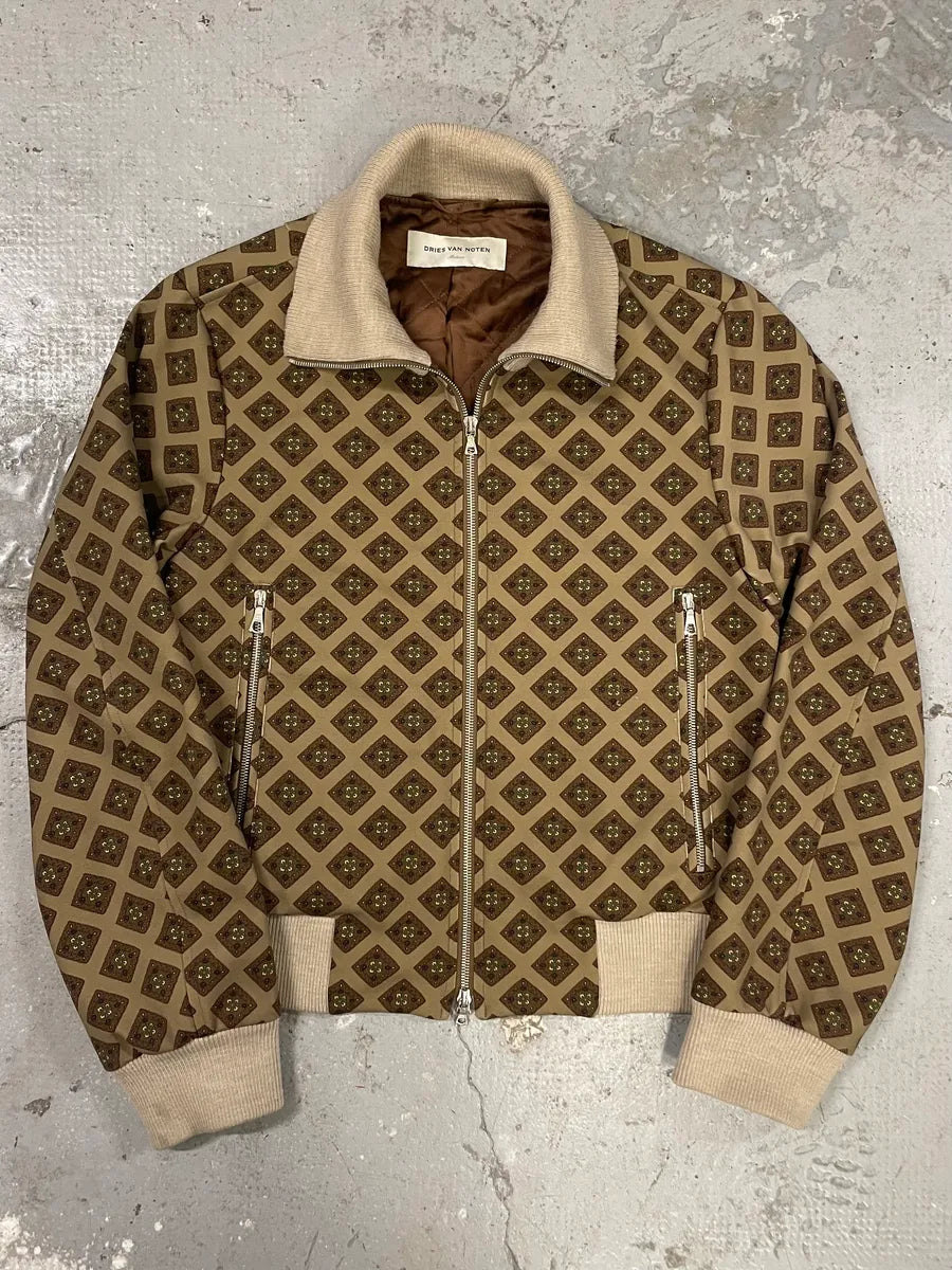 Dries Van Noten Jacquard Beige Zip-up Sweater (M) 4