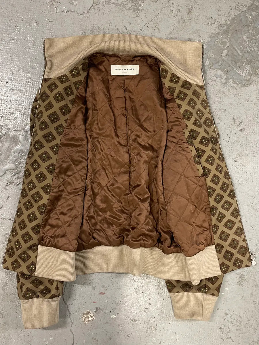 Dries Van Noten Jacquard Beige Zip-up Sweater (M) 6