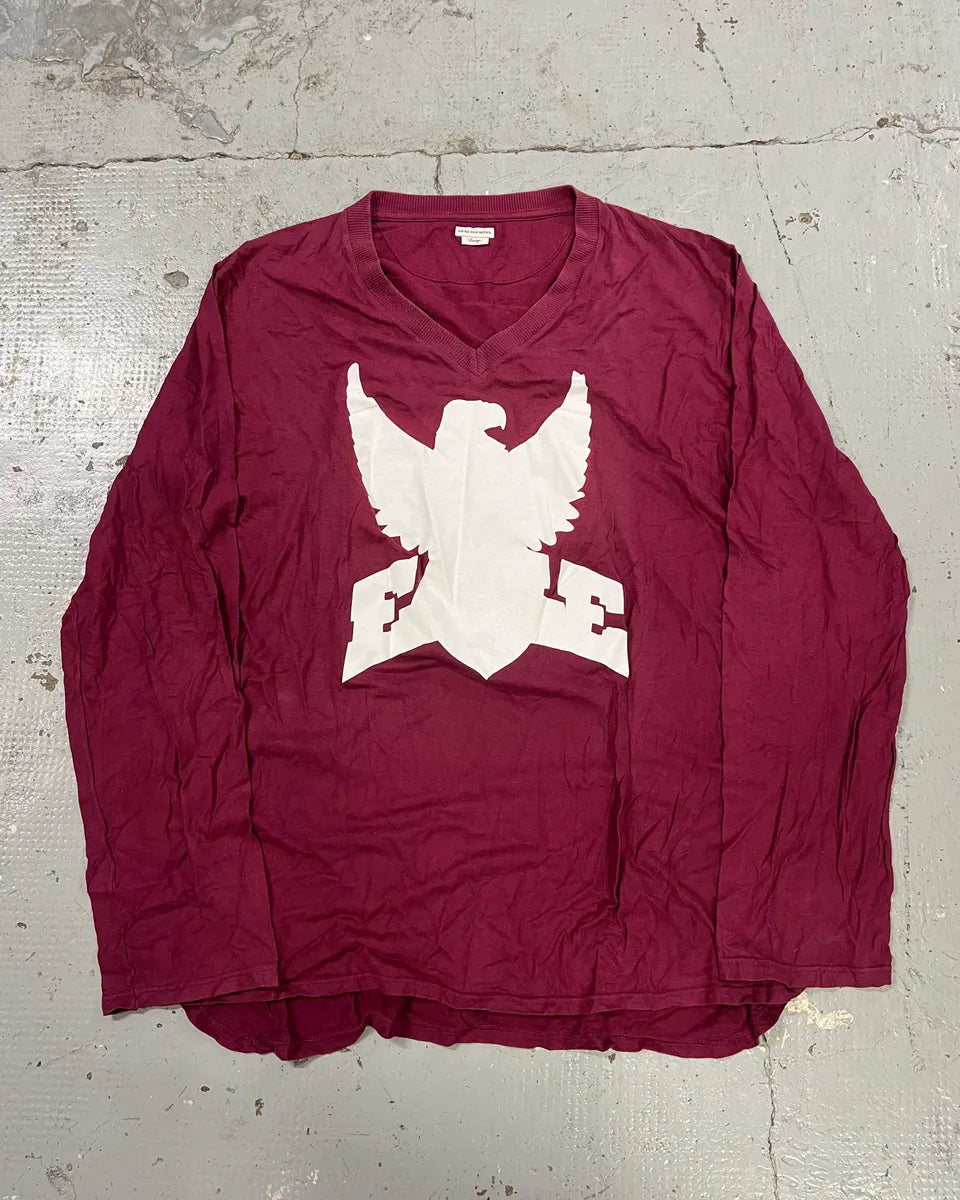 Dries Van Noten Large Bordeaux Eagle V Neck Longsleeves VUAuYgv 0