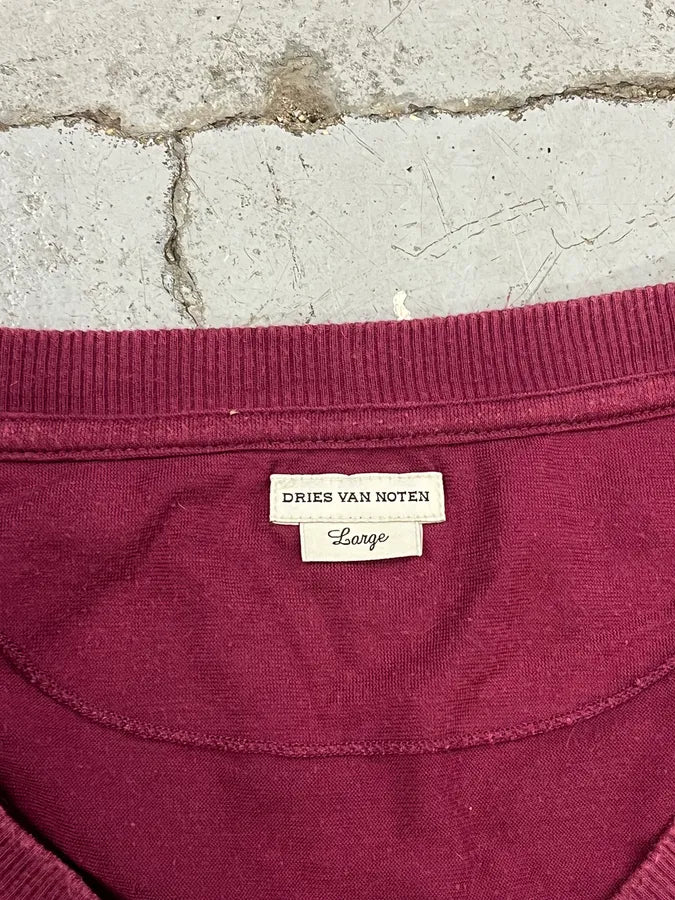 Dries Van Noten Large Bordeaux Eagle V Neck Longsleeves VUAuYgv 7